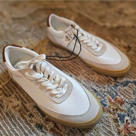 NWT Mens Express tie sneakers in white with suede details sz 9 - Picture 4 of 7